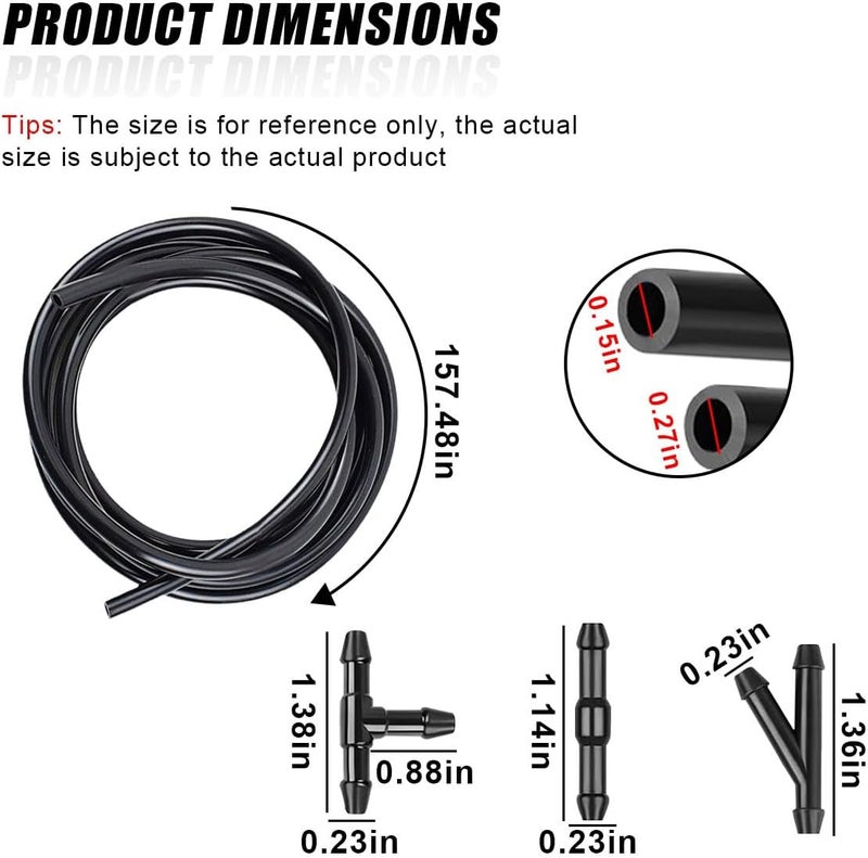 ZIMISI 13PCS Car Windshield Washer Hose Kit, Includes 12 Hose Connectors and 1 4M Washer Fluid Hose, Windshield Repair Kit, Universal Accessories for Connect Water Pump and Nozzle - Image 2